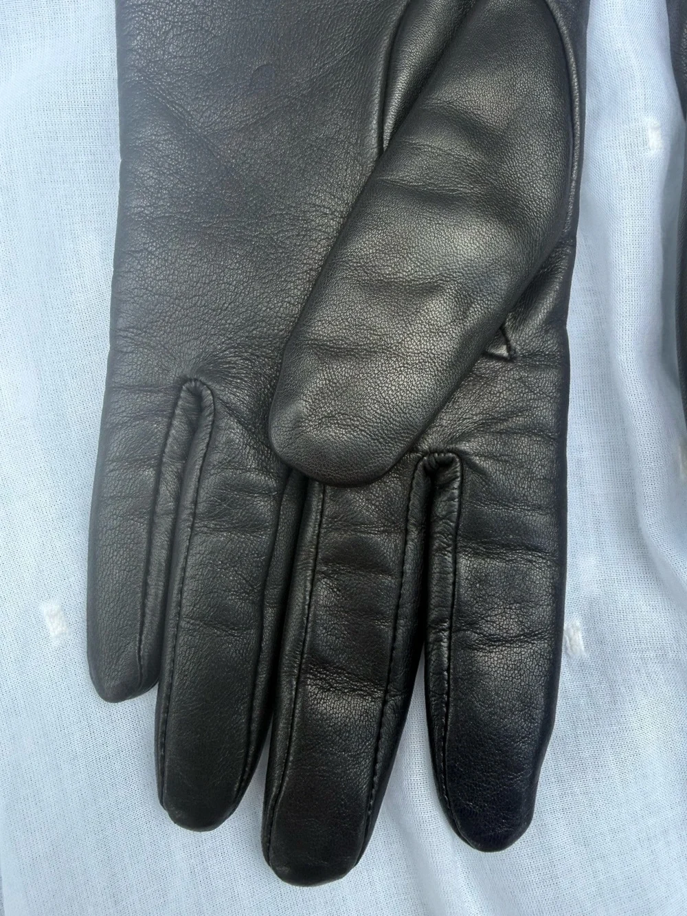 Vintage Beaded Cuff Genuine Leather Gloves Dark Brown Statement Accessories M